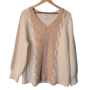 Skye’s The‎ Limit Woman Cable Knit V-Neck Sweater 1X